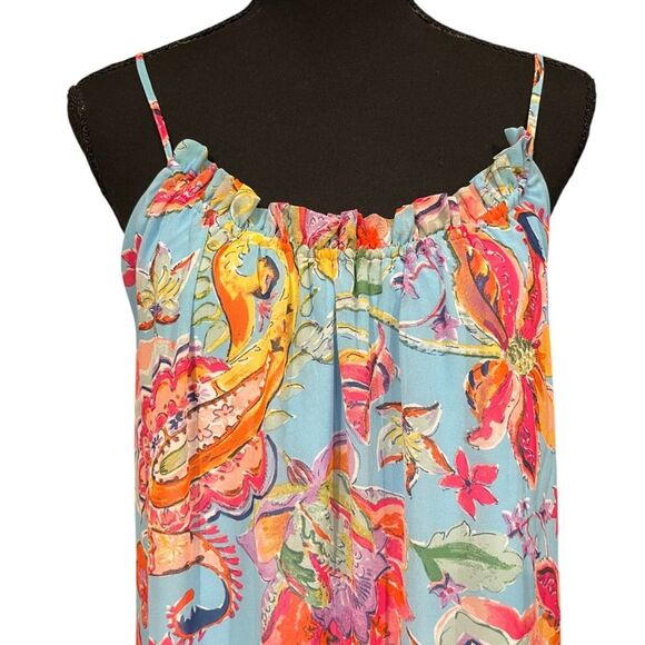 NICOLE MILLER Watercolor Paisley Maxi Floral Strappy Sundress Dress Sz S - Picture 3 of 9